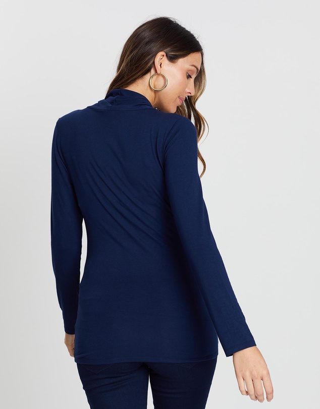 Angel Maternity - Maternity V-Neck Cross-Over Bamboo Long Sleeve Top