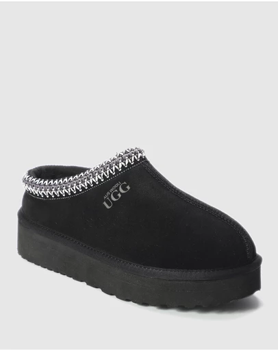 AusWooli Ugg Boots - Mentone Sheepskin Wool Ankle Braid Platform Slippers