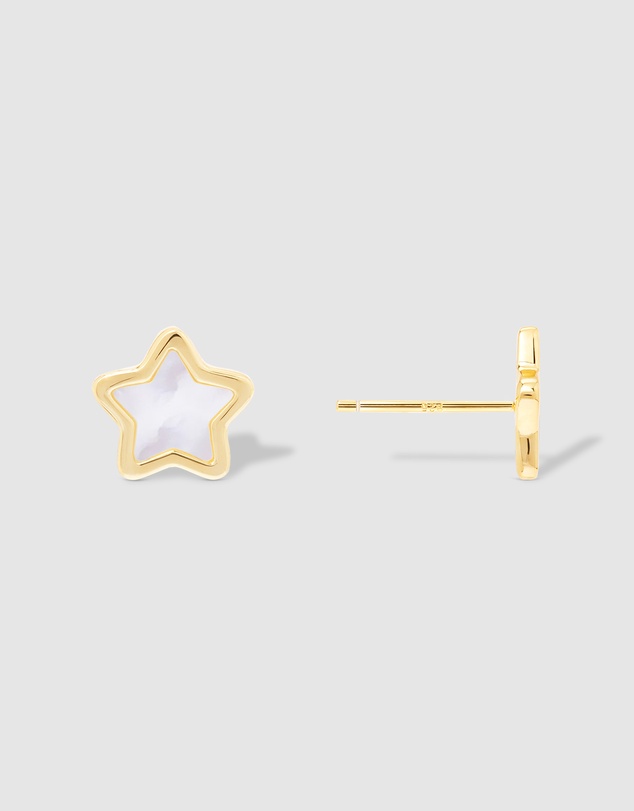 Wanderlust + Co - Star Pearl & Gold Stud Earrings