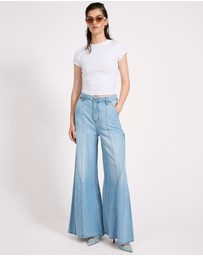 ONE TEASPOON - Hollywoods High Waist Wide Leg Denim Jeans - Cool Blue