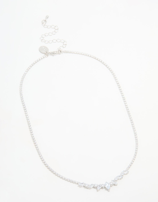 Lovisa - Silver Cubic Zirconia Marquise Pendant Necklace