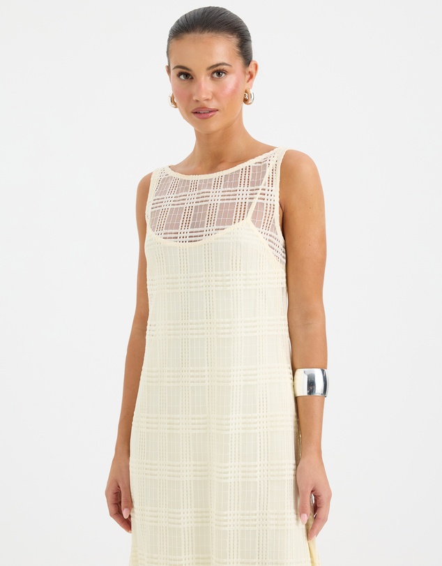Calli - Selene Sheer Check Midi Dress