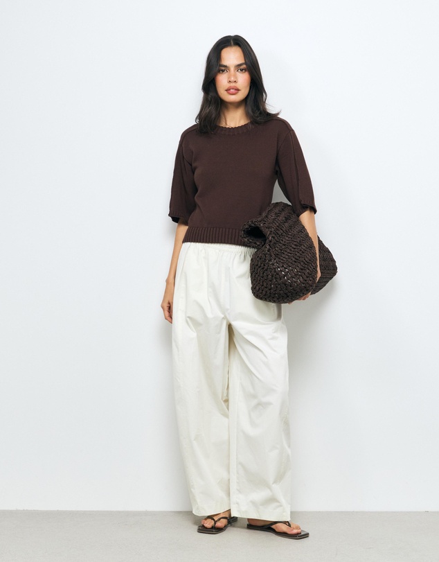 AERE - Elke Boxy Organic Cotton Knit Top