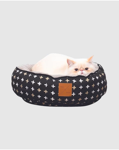 Mog & Bone - Reversible Cat Bed - Black Metallic Cross Print