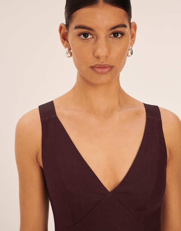 AERE - Nora Buckle Detail Linen Slip Dress