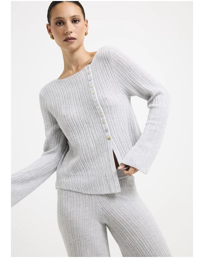 Subtitled - Ireland Off Shoulder Ribbed Long Sleeve Top