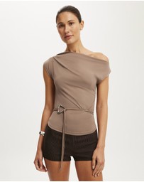 Cotton On - Georgie Off Shoulder Belt SS Top