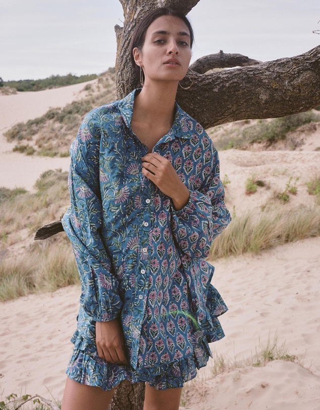 KINGA CSILLA - Zaffre Block Print Chalm Shirt