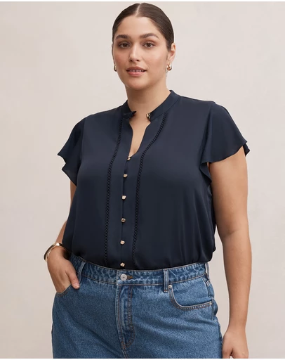 Forever New Curve - Jennie Curve Flutter Sleeves Blouse
