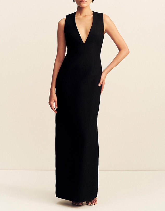 Shona Joy - Otis Plunged Fitted Maxi Dress