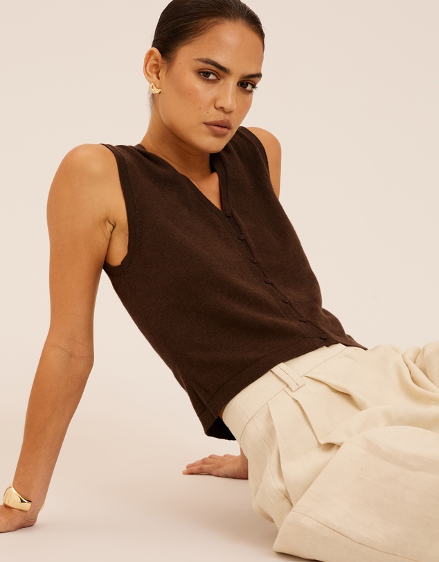 AERE - Vala Cotton Cashmere Blend Knit Vest