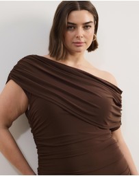 Atmos&Here Curvy - Millie Off Shoulder Mesh Mini Dress