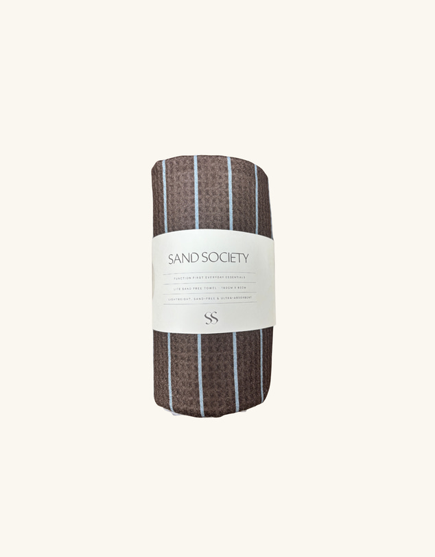 Sand Society - Choc Stripe Lite Sand Free Beach Towel