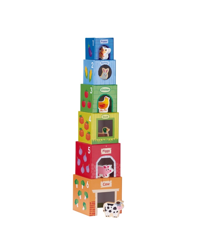 Bello - Stacking Cubes 6 Farm Friends