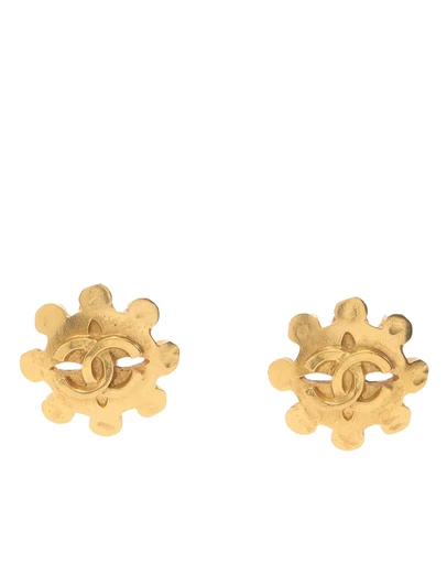 Pre-Loved by Azura Reborn - Pre-Loved Gold Plated CC Floral Clip On Earrings