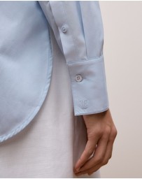Trenery - Cotton Poplin Long Sleeve Shirt in Soft Blue