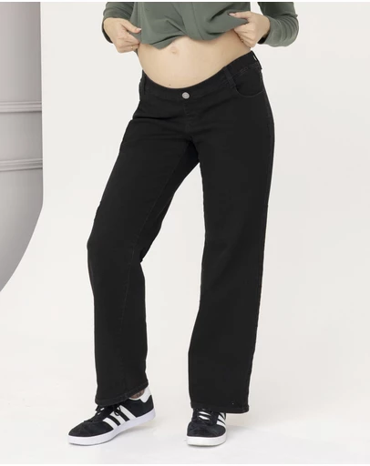Angel Maternity - Over the Bump Relaxed Maternity Black Denim Jeans