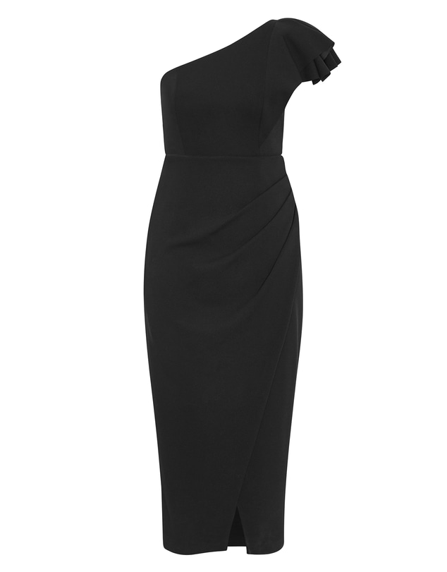 City Chic - Plus size Milani One Shoulder Maxi Dress - black