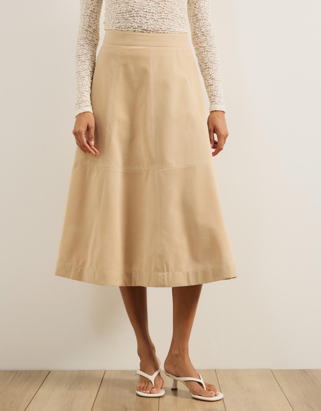 Atmos&Here - Frances Suede Flare Midi Skirt