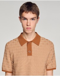 Sandro - Cross Knit Polo Sweater