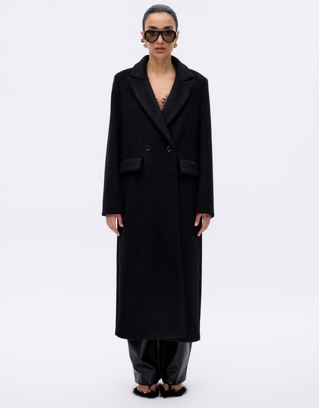 Revibe - Repaired Minima Esenciales Maren Brushed Wool Long Coat - AU 8