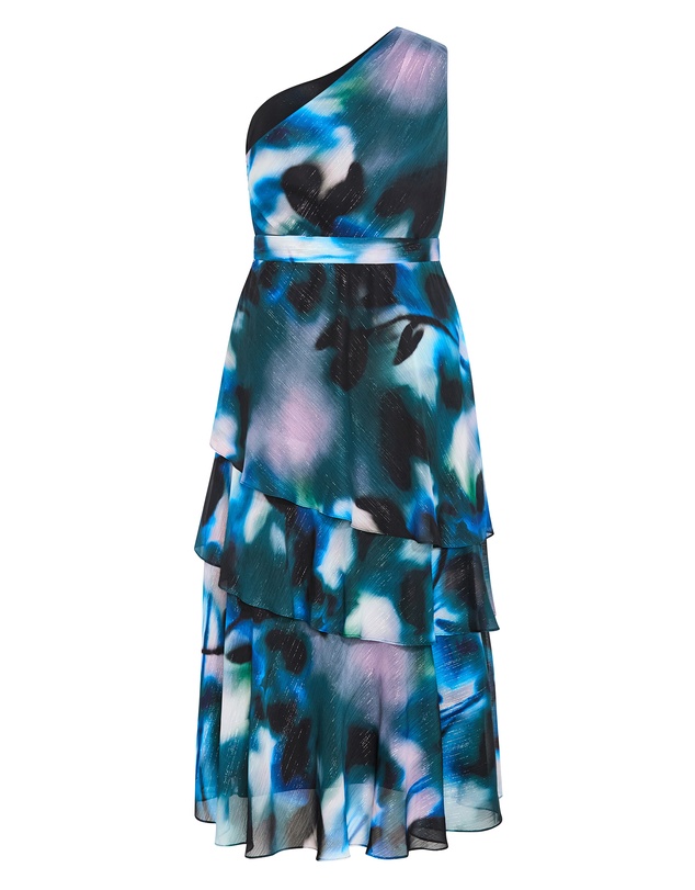 City Chic - Plus size Rendezvous One Shoulder Maxi Dress - deep ocean