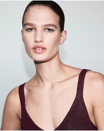M.N.G - Lurex Knitted V-Neck Top
