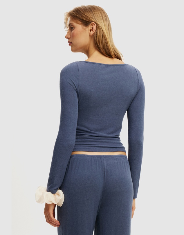 Cotton On Body - Super Soft Boat Neck Henley Long Sleeve Top