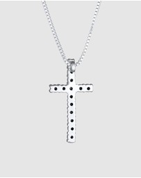 Kuzzoi - ICONIC EXCLUSIVE - Necklace Men Cross Pendant Religion with Crystals in 925 Sterling Silver