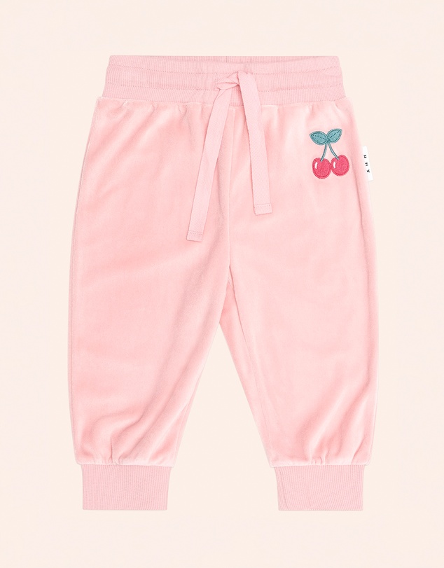 Huxbaby - Cherry Emb Velour Trackpants - Babies-Teens