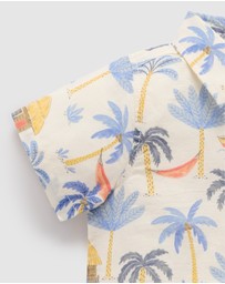 Purebaby - Palm Tree Linen Blend Shirt -Kids-Babies
