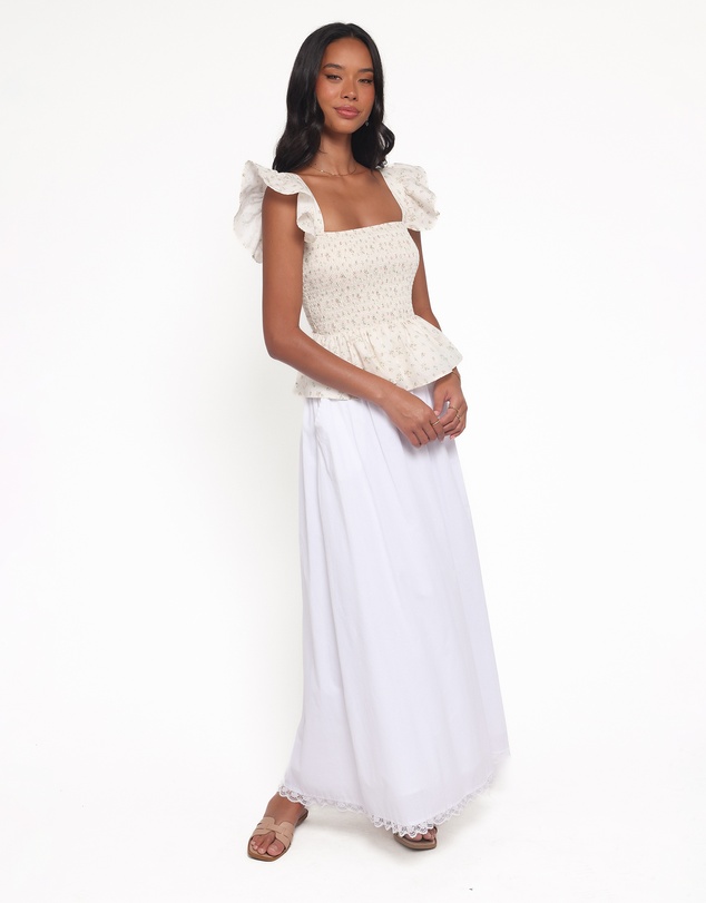 Petal & Pup - Remira Smocked Ruffle Top - White Betty