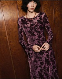M.N.G - Floral Jacquard Dress With Bell Sleeves