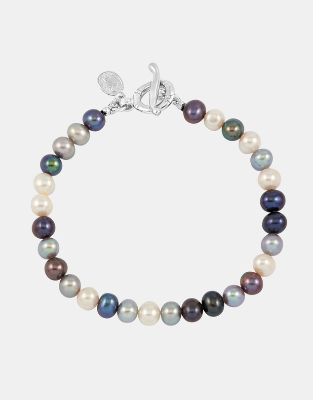 Dower & Hall - Men's Mixed Pearls Bracelet In Sterling Silver
