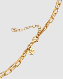 Elli Jewelry - Necklace Layer Plate Figaro 2-ply in 925 Sterling Silver Gold Plated