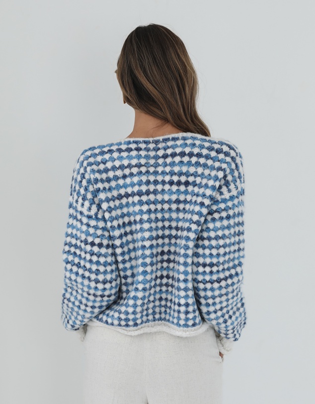 Esther & Co - Aica Cardigan - Blue Print
