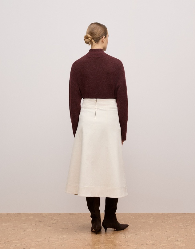 Trenery - Natural Seed Denim Panelled Skirt in Ecru