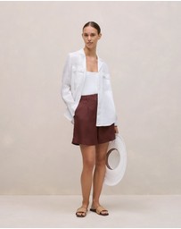 Trenery - Delave Linen Tailored Short in Espresso