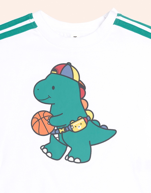 Huxbaby - Baller Dino Sporty Stripe Tee - Babies-Kids
