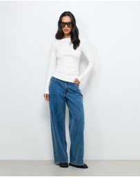 AERE - Boat Neck Gathered Jersey Top