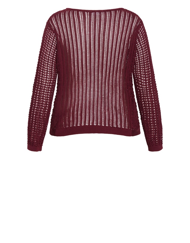 City Chic - Plus size Crochet Slouch Top - berry