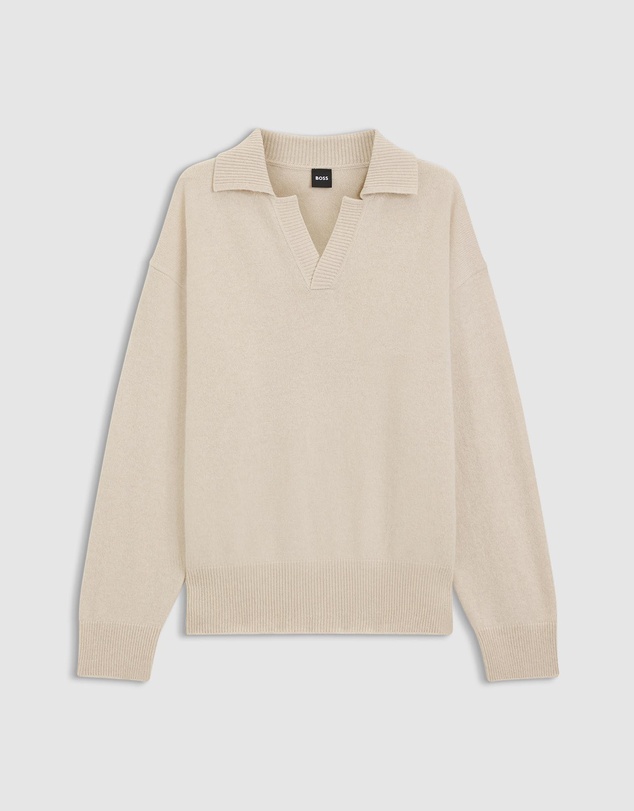 BOSS - Virgin-Wool Sweater With Johnny Collar