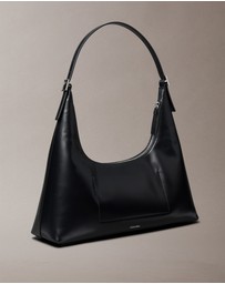 Calvin Klein - Monogram Logo Emblem Leather Shoulder Bag