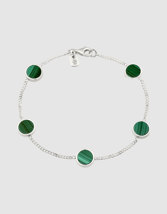 Kuzzoi - ICONIC EXCLUSIVE - Bracelet Male Circle Green Malachite 925 Sterling Silver