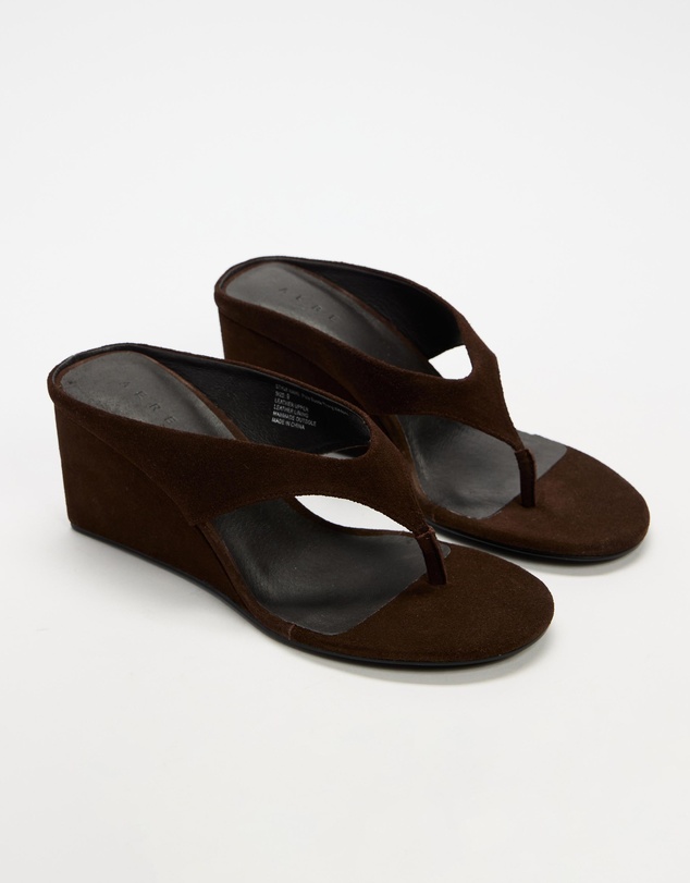 AERE - Pixie Suede Thong Wedges - Women's