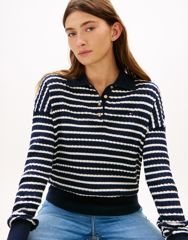Tommy Hilfiger - Cable Knit Relaxed Polo Jumper