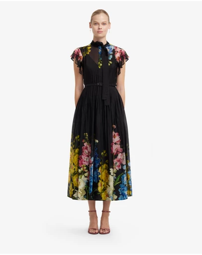LEO LIN - Grace Flutter Sleeve Midi Dress
