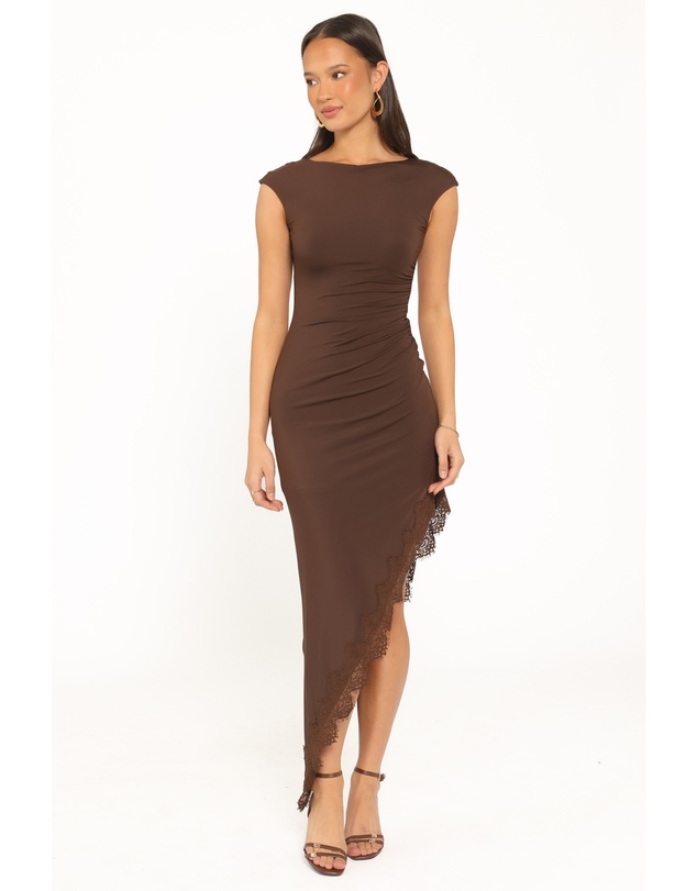 Petal & Pup - Channing Lace Midi Dress - Chocolate Brown