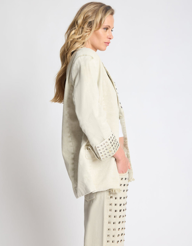 ONE TEASPOON - Silver Storm Studded Blazer - Antique Khaki