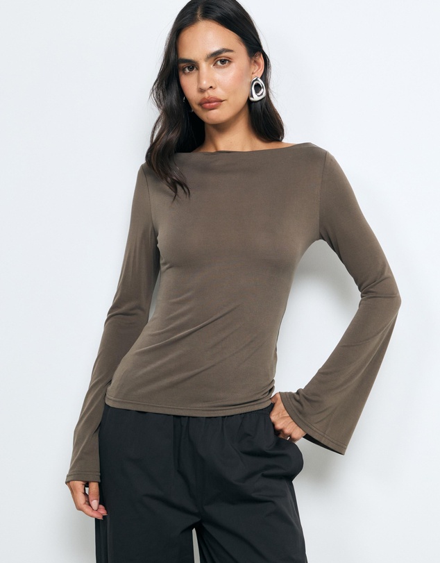 AERE - Marina Cupro Flared Sleeve Top